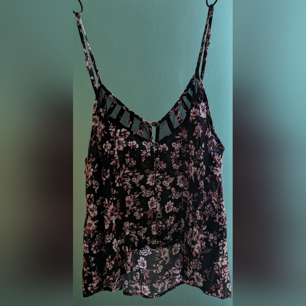 Floral button up tank